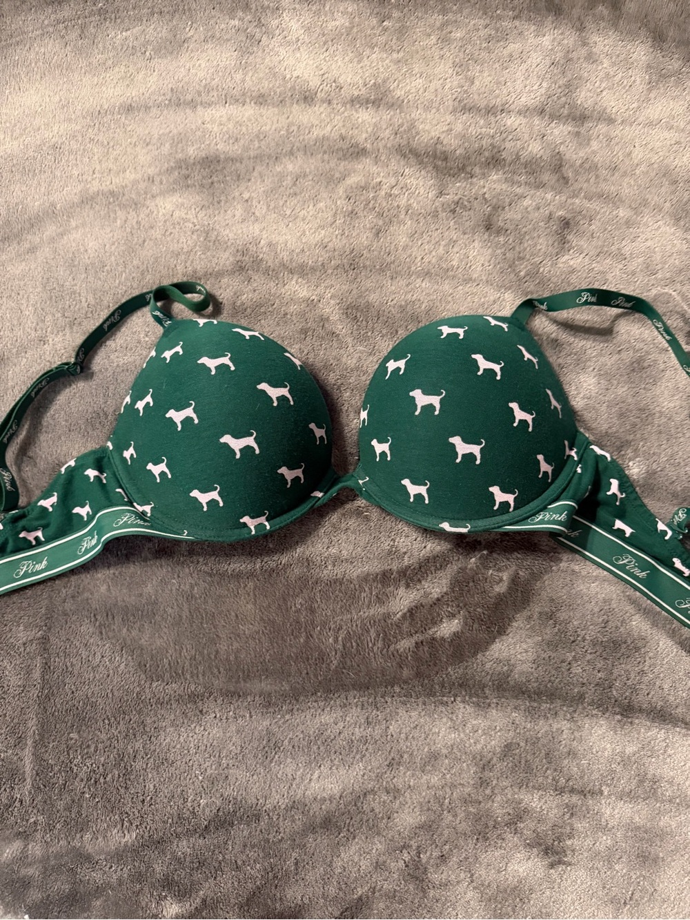 Victoria's Secret PINK Deep Green Lined Push-Up Bra